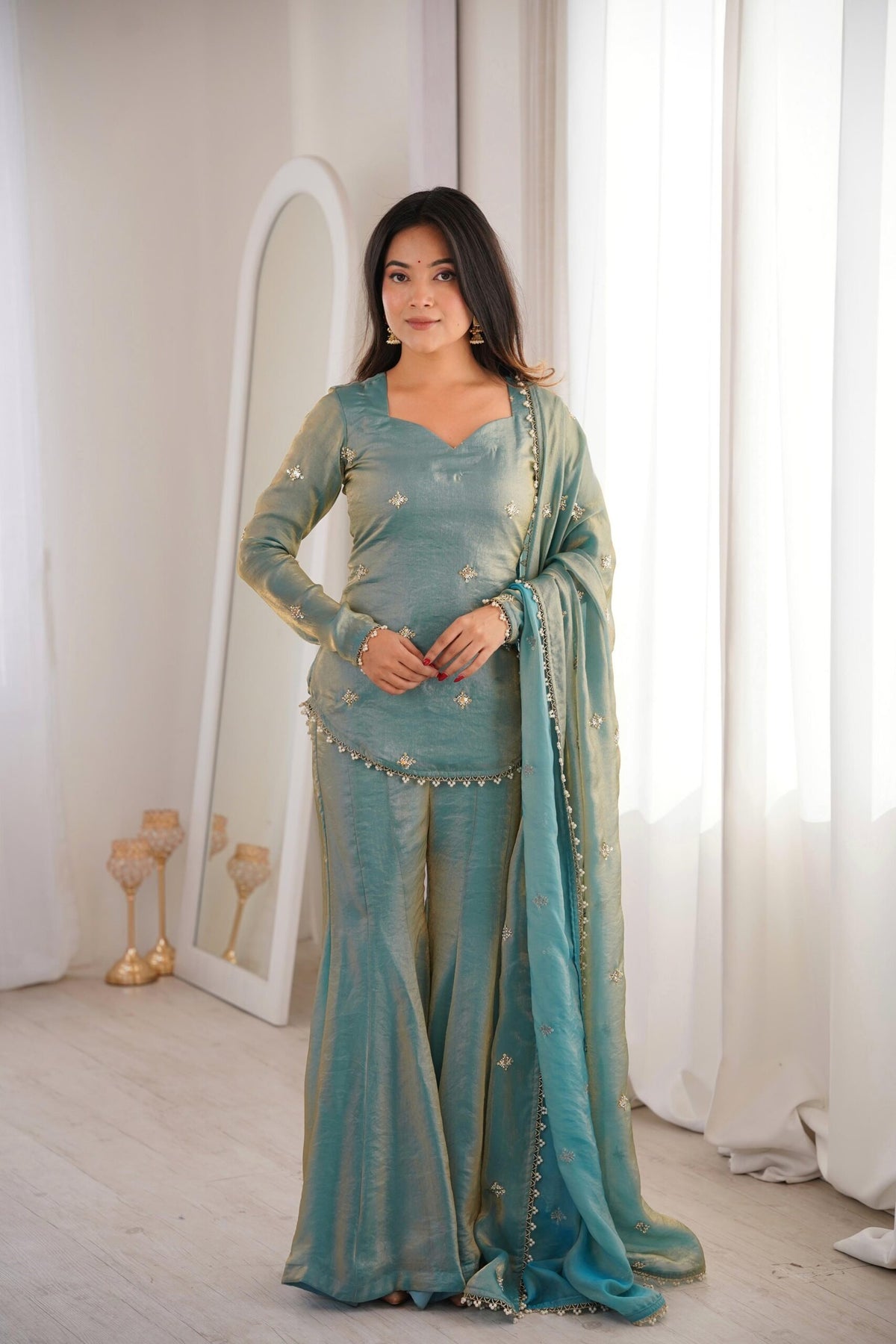 Fandy Silk Bitswork Palazzo Set
