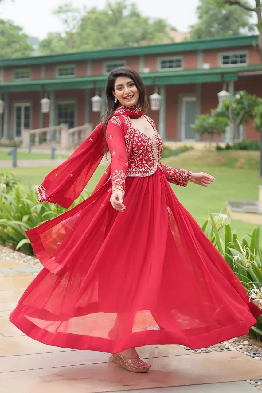 Alia Cut Gown with Dupatta – Sequin & Zari Embroidery