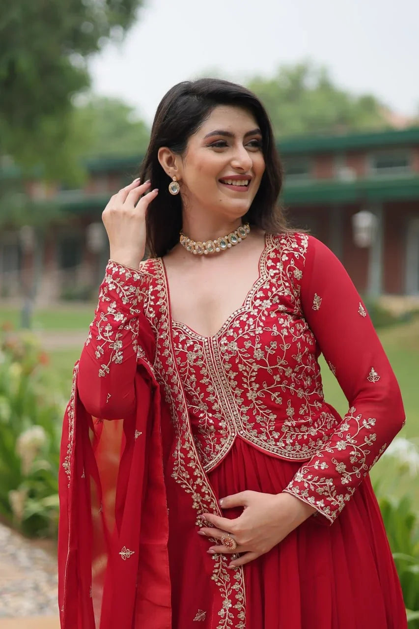 Alia Cut Gown with Dupatta – Sequin & Zari Embroidery