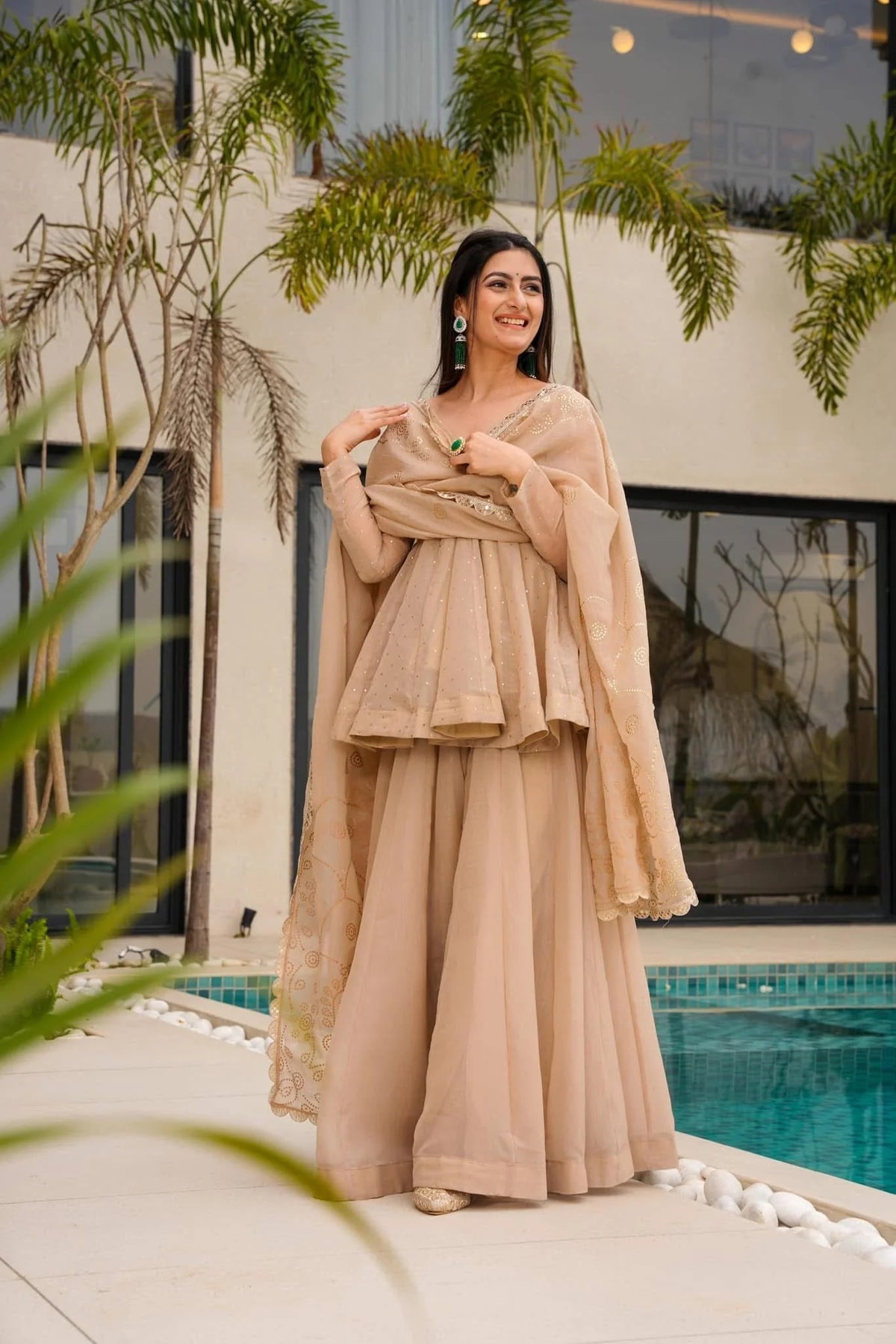 Crunchy Embroidered Sharara Set