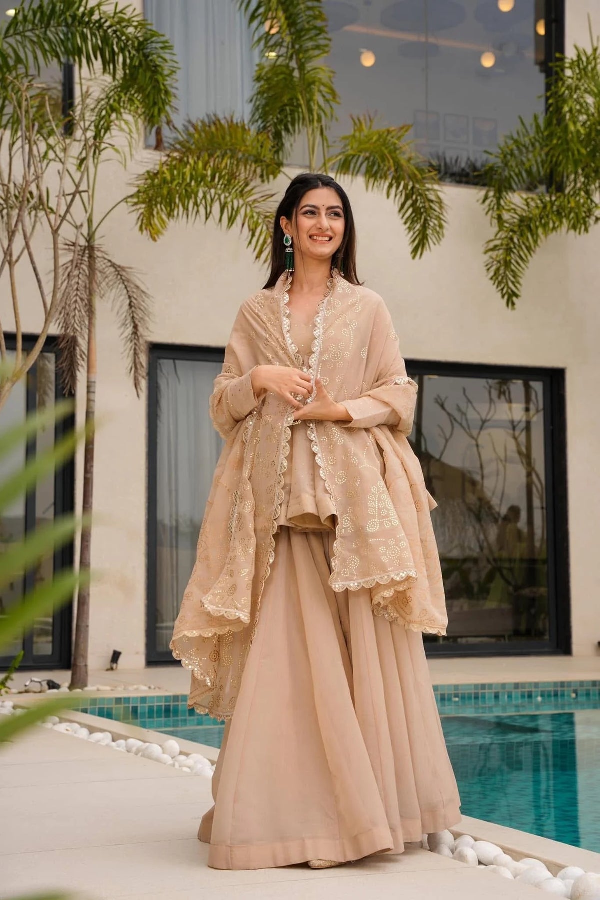 Crunchy Embroidered Sharara Set