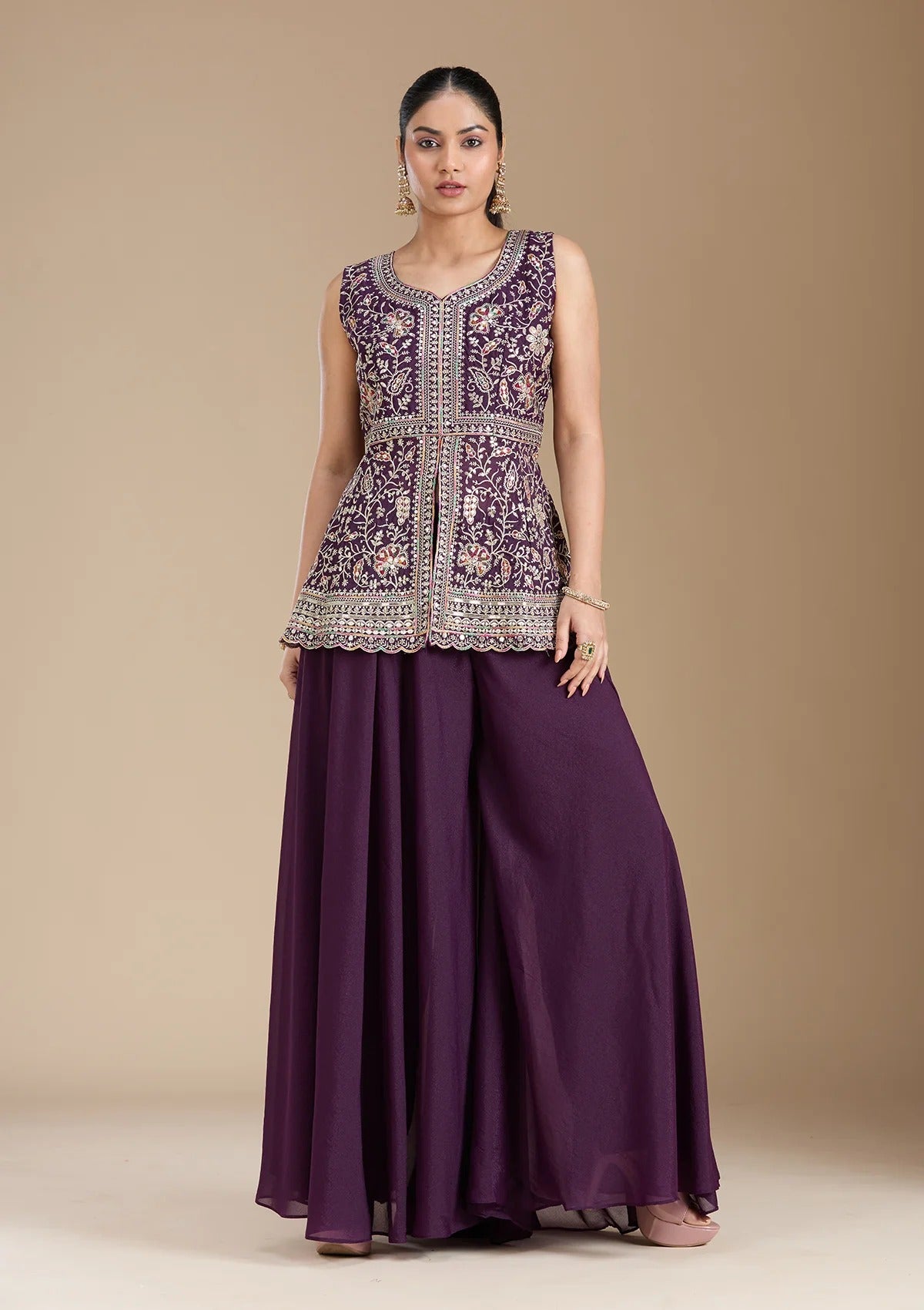 Georgette Embroidered Sharara Set