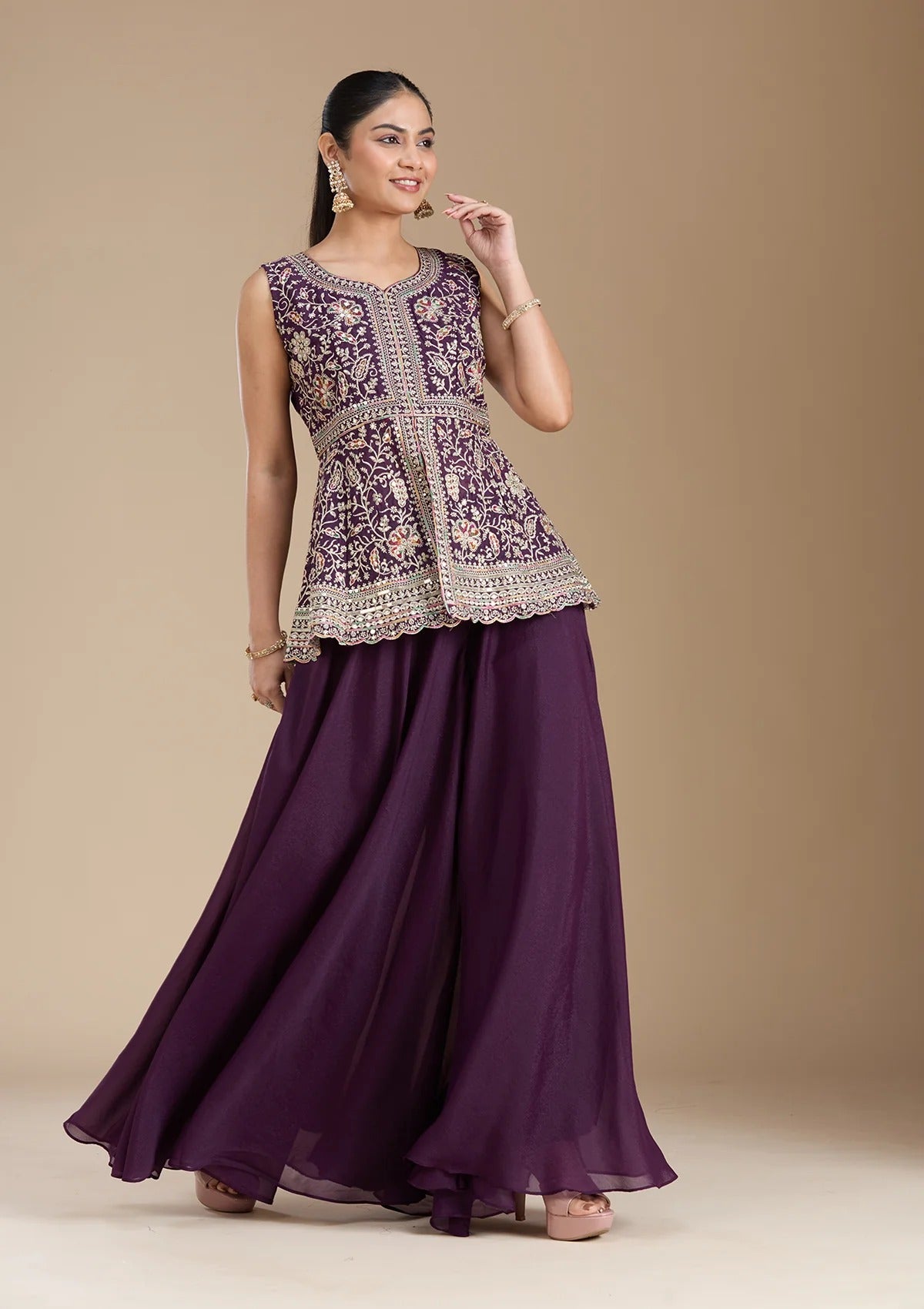 Georgette Embroidered Sharara Set