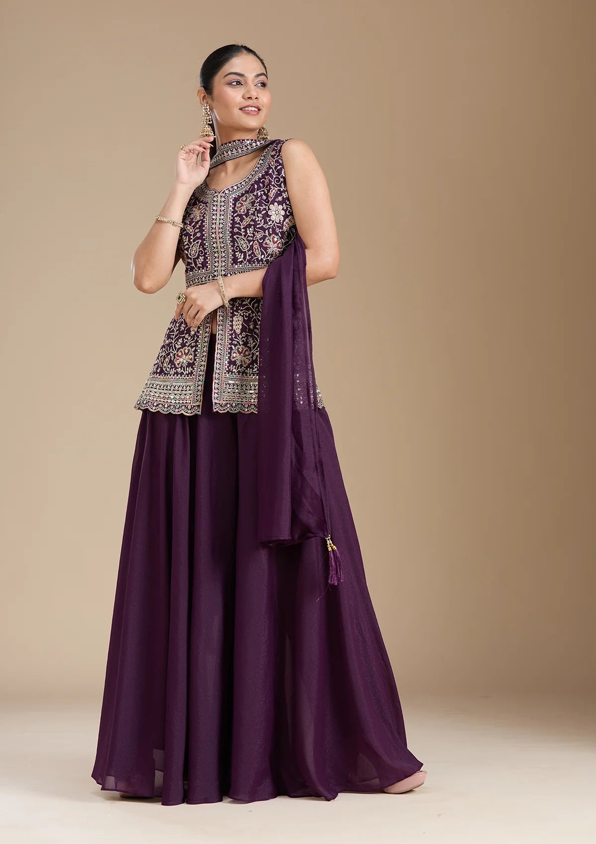 Georgette Embroidered Sharara Set