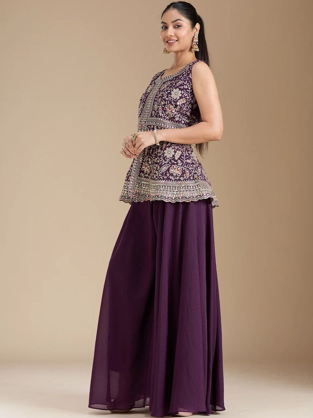 Georgette Embroidered Sharara Set