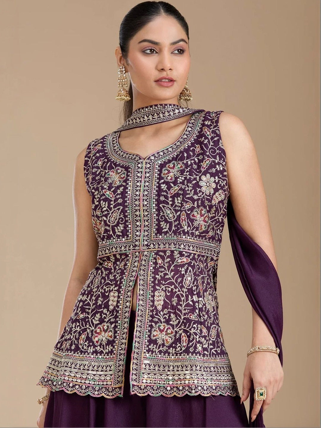 Georgette Embroidered Sharara Set