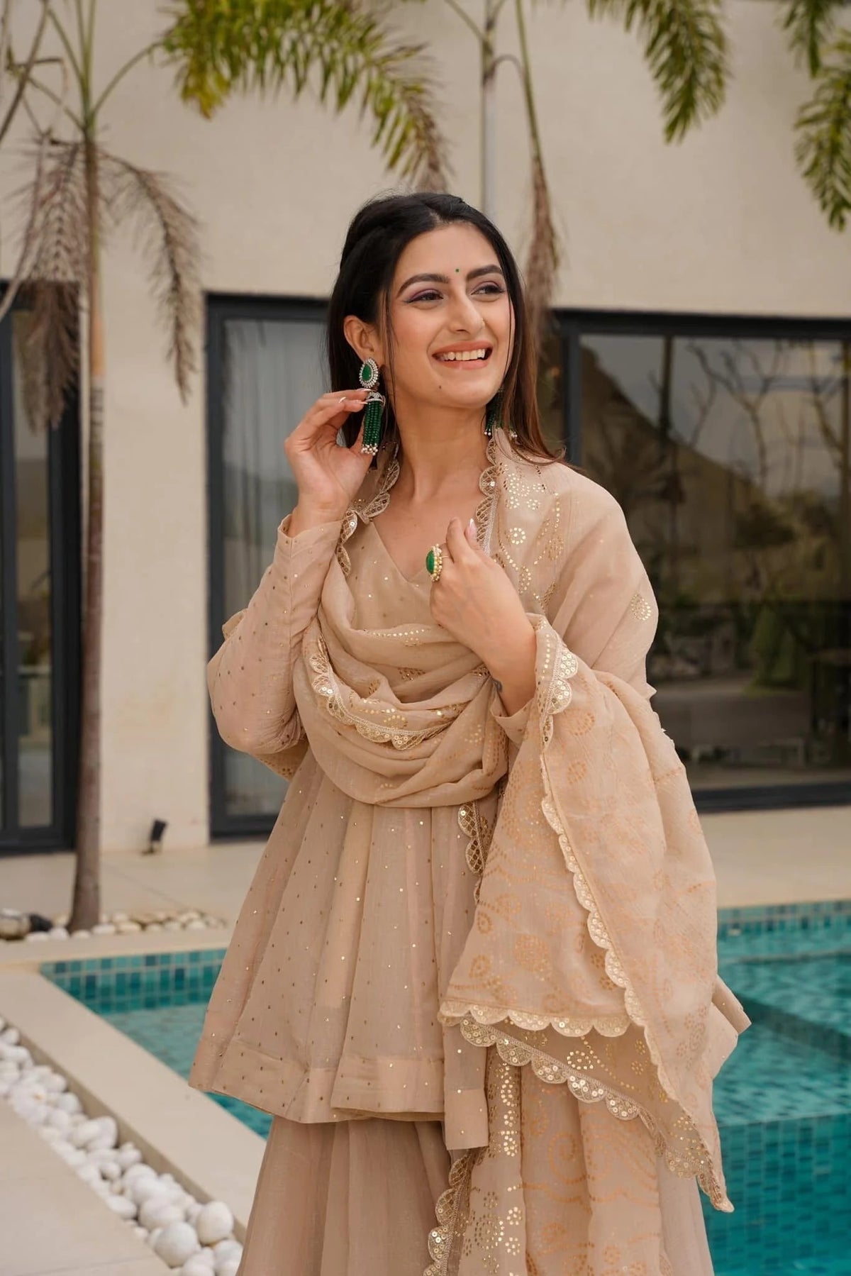 Crunchy Embroidered Sharara Set