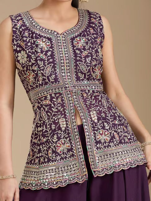 Georgette Embroidered Sharara Set