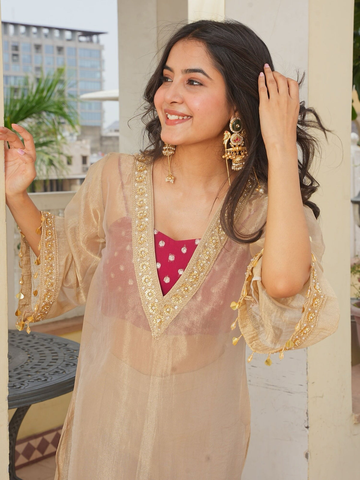 Golden Tissue Sequin Kurta Set