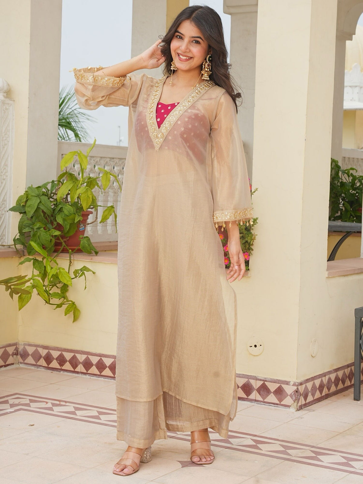 Golden Tissue Sequin Kurta Set