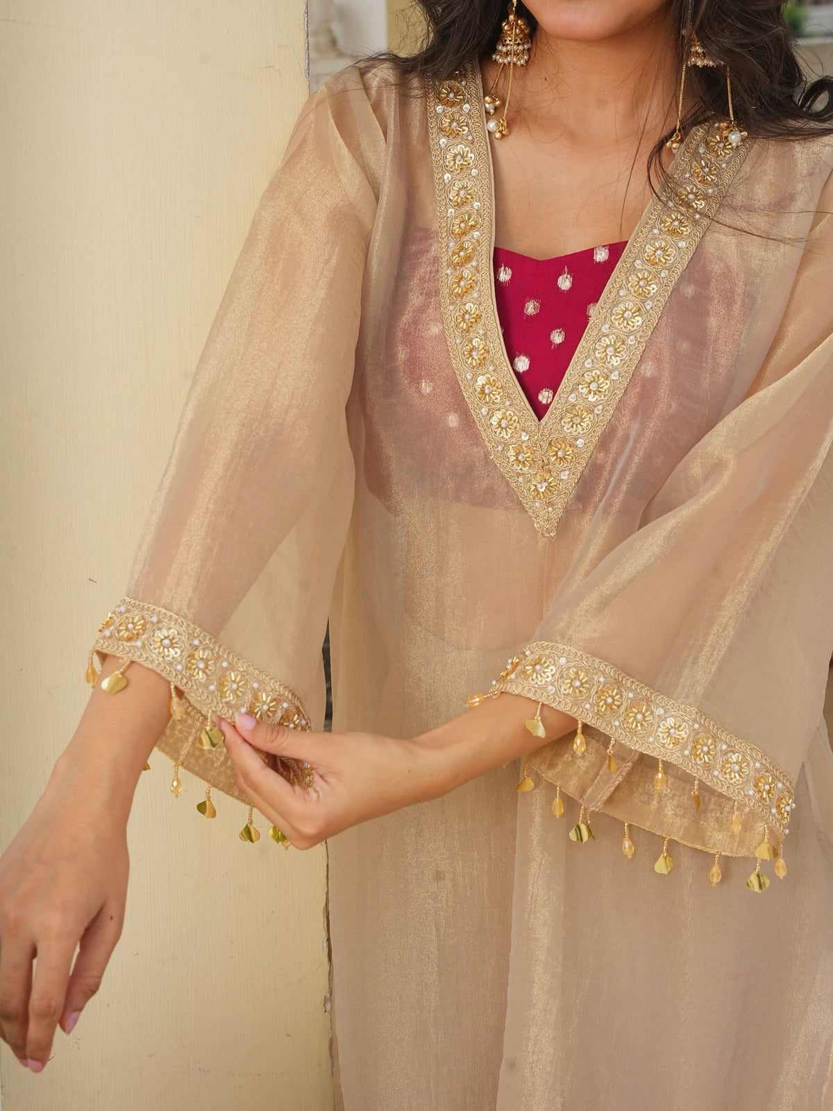 Golden Tissue Sequin Kurta Set