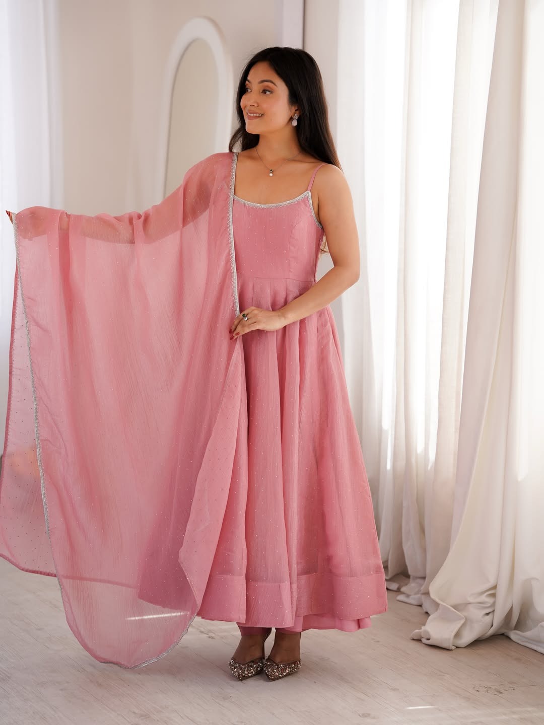 Crunchy Chanderi Lace Dress Set