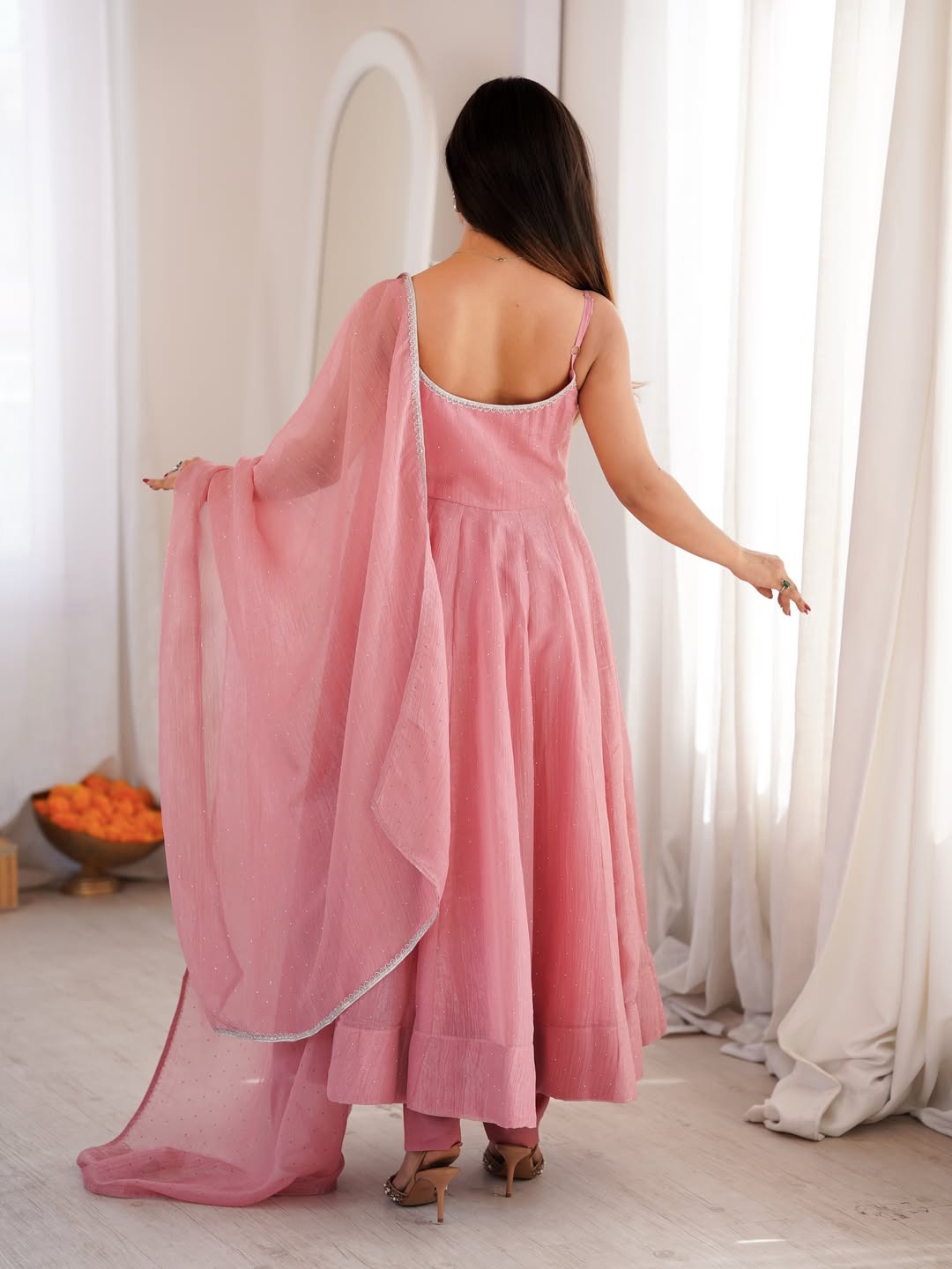 Crunchy Chanderi Lace Dress Set