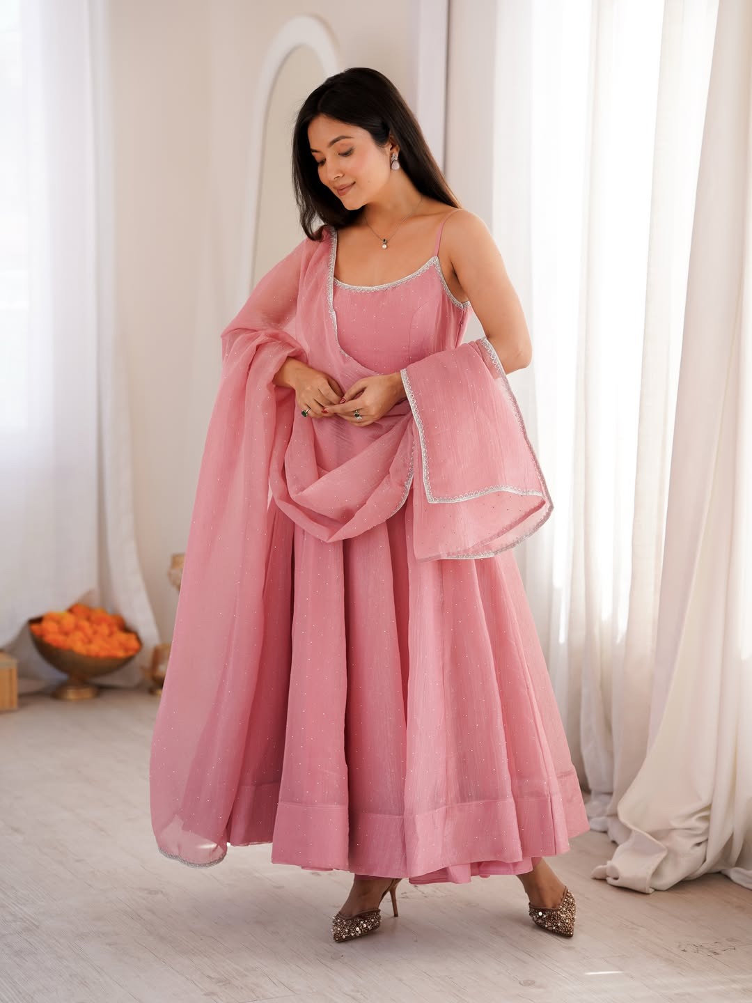 Crunchy Chanderi Lace Dress Set