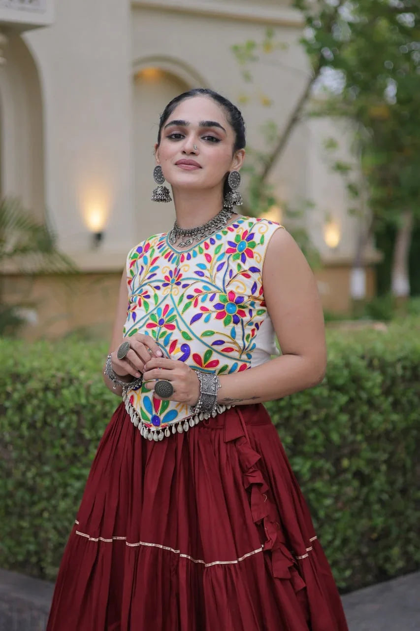 Kutchi Work Lehenga Set for Navratri with Peacock Embroidery | Chicorawear