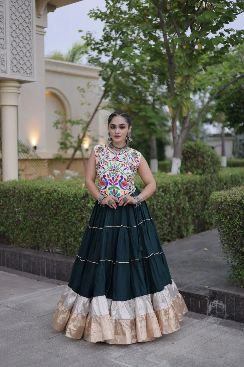 Kutchi Work Lehenga Set for Navratri with Peacock Embroidery | Chicorawear