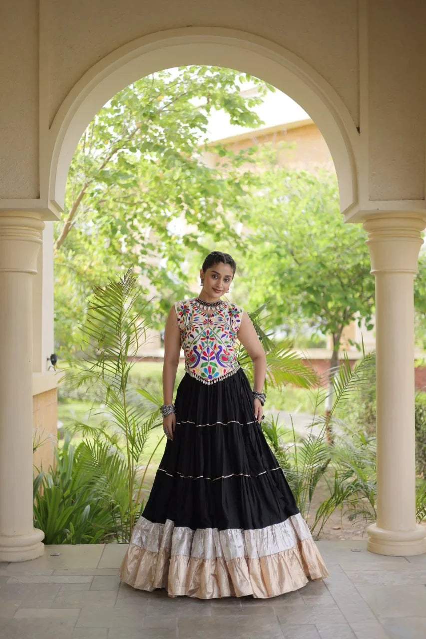 Kutchi Work Lehenga Set for Navratri with Peacock Embroidery | Chicorawear