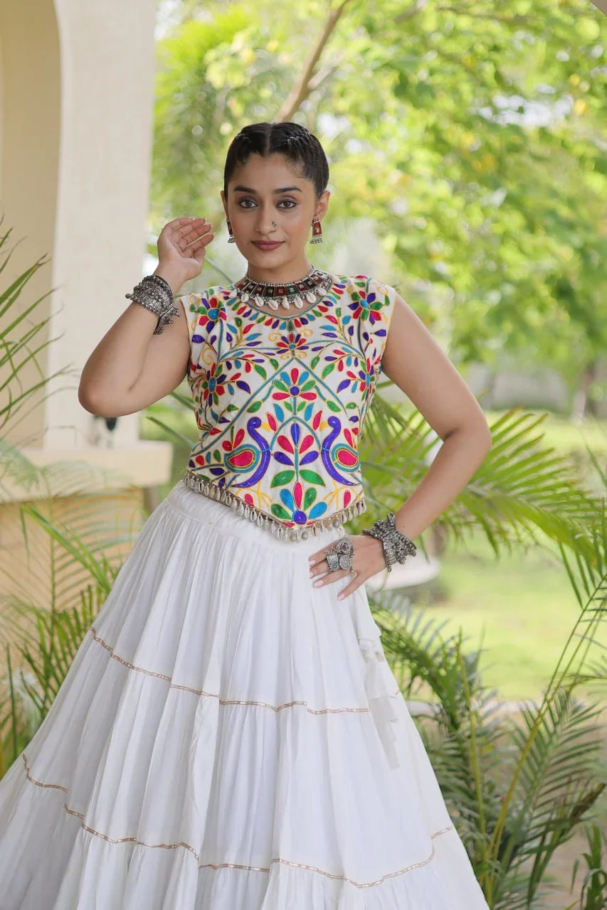Kutchi Work Lehenga Set for Navratri with Peacock Embroidery | Chicorawear