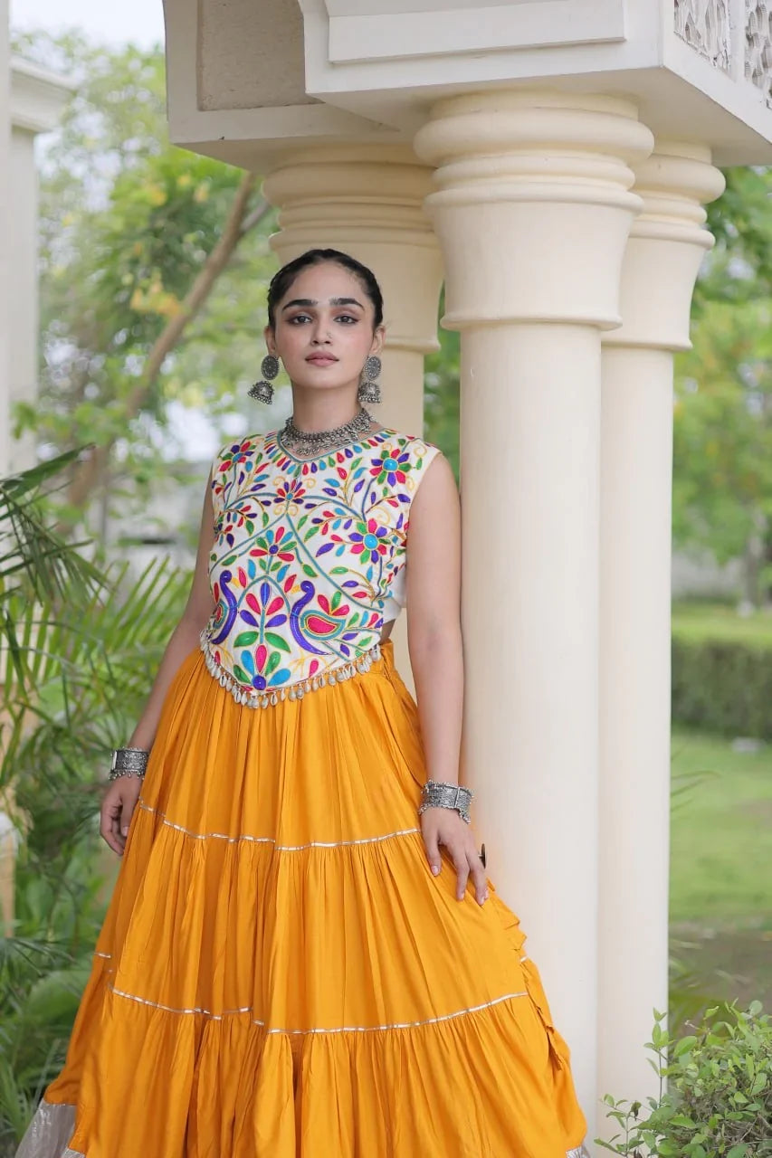 Kutchi Work Lehenga Set for Navratri with Peacock Embroidery | Chicorawear