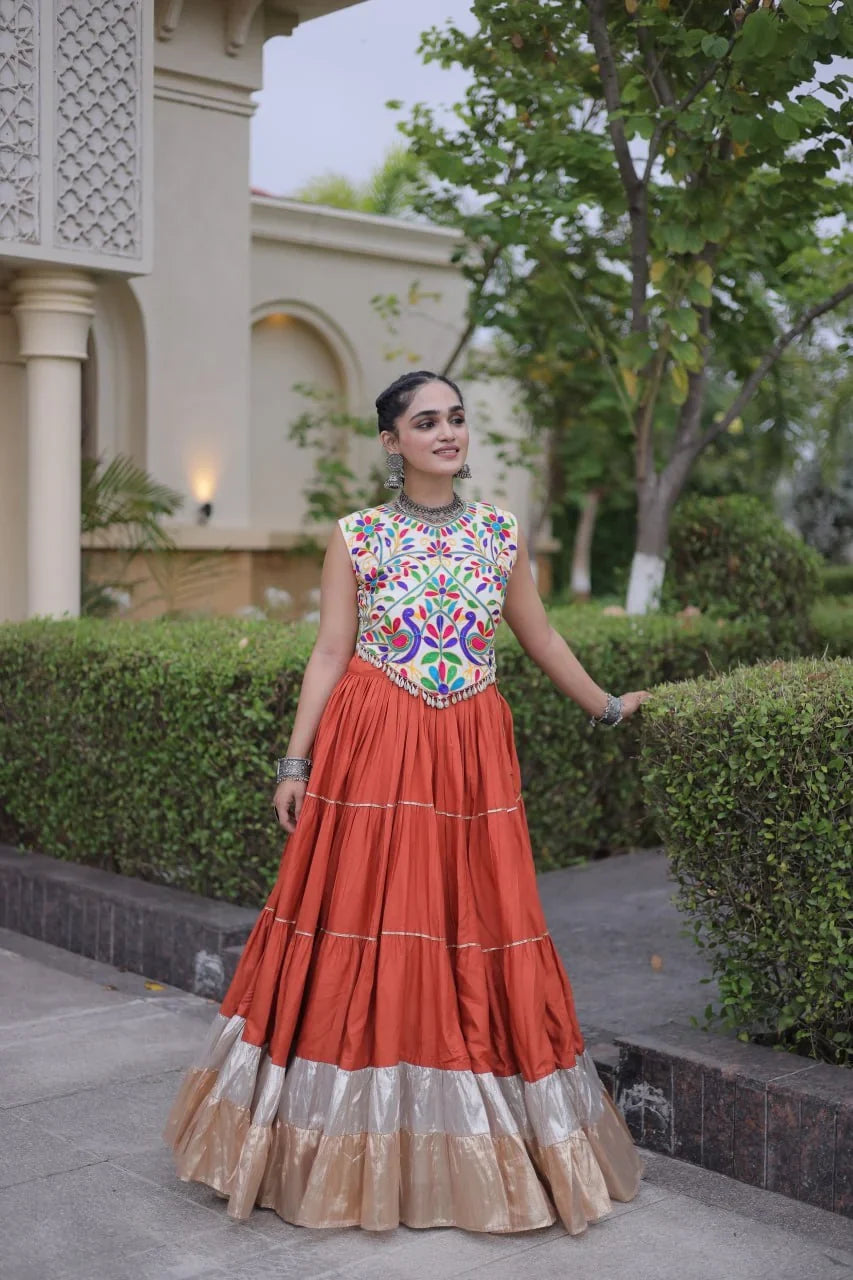 Kutchi Work Lehenga Set for Navratri with Peacock Embroidery | Chicorawear
