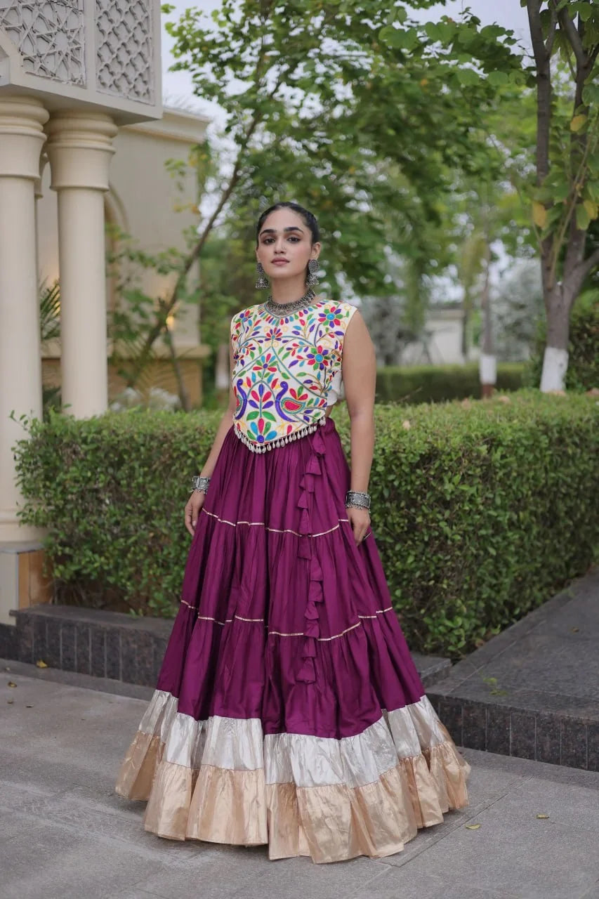 Kutchi Work Lehenga Set for Navratri with Peacock Embroidery | Chicorawear