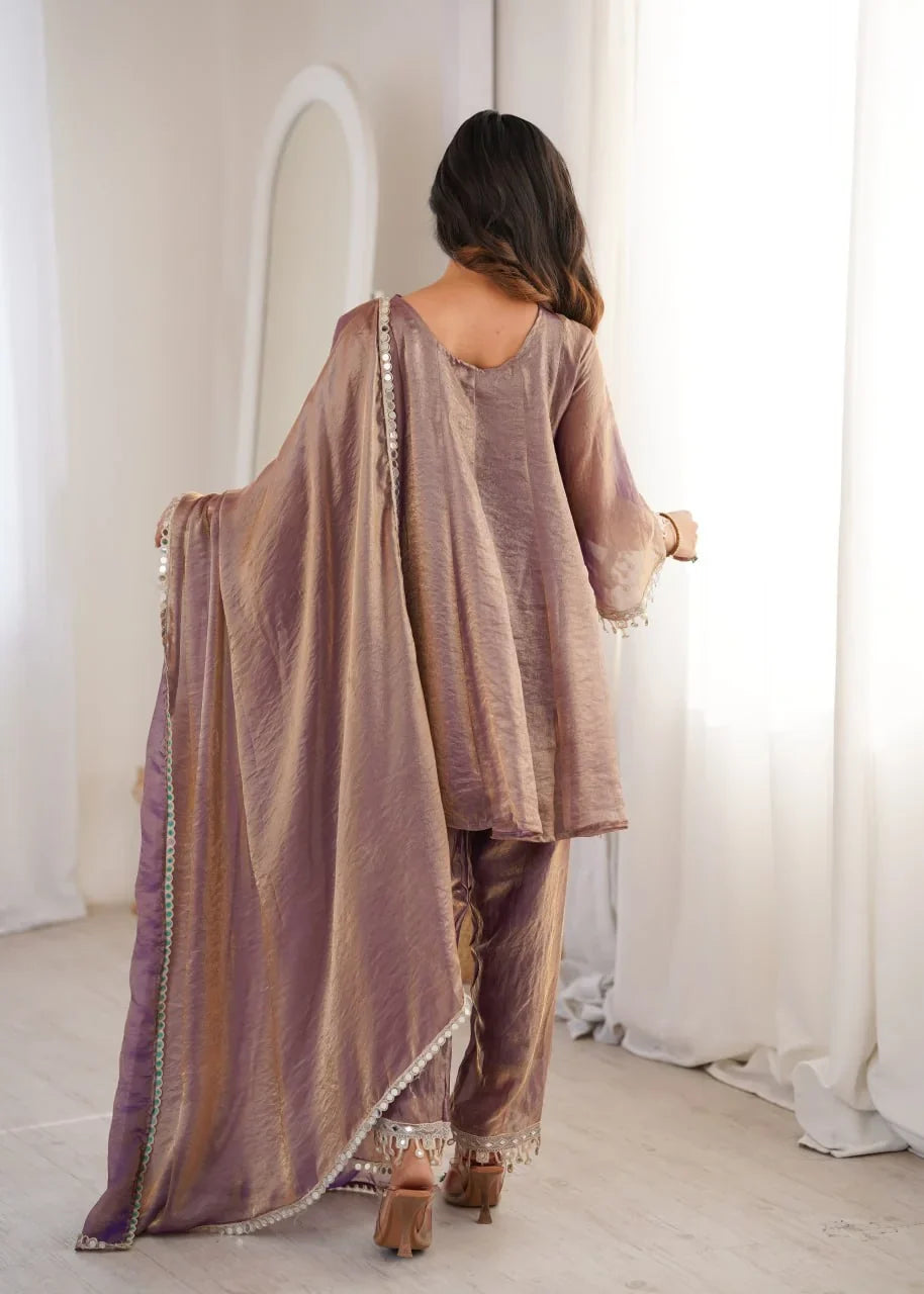 Fendi Fabric Mirror Work Kurti Pant Set with Dupatta | Chicorawear