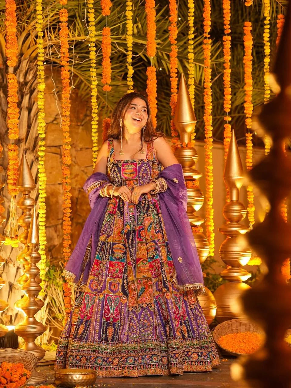 Multicolor Embroidered Anarkali Gown Set | Chicorawear