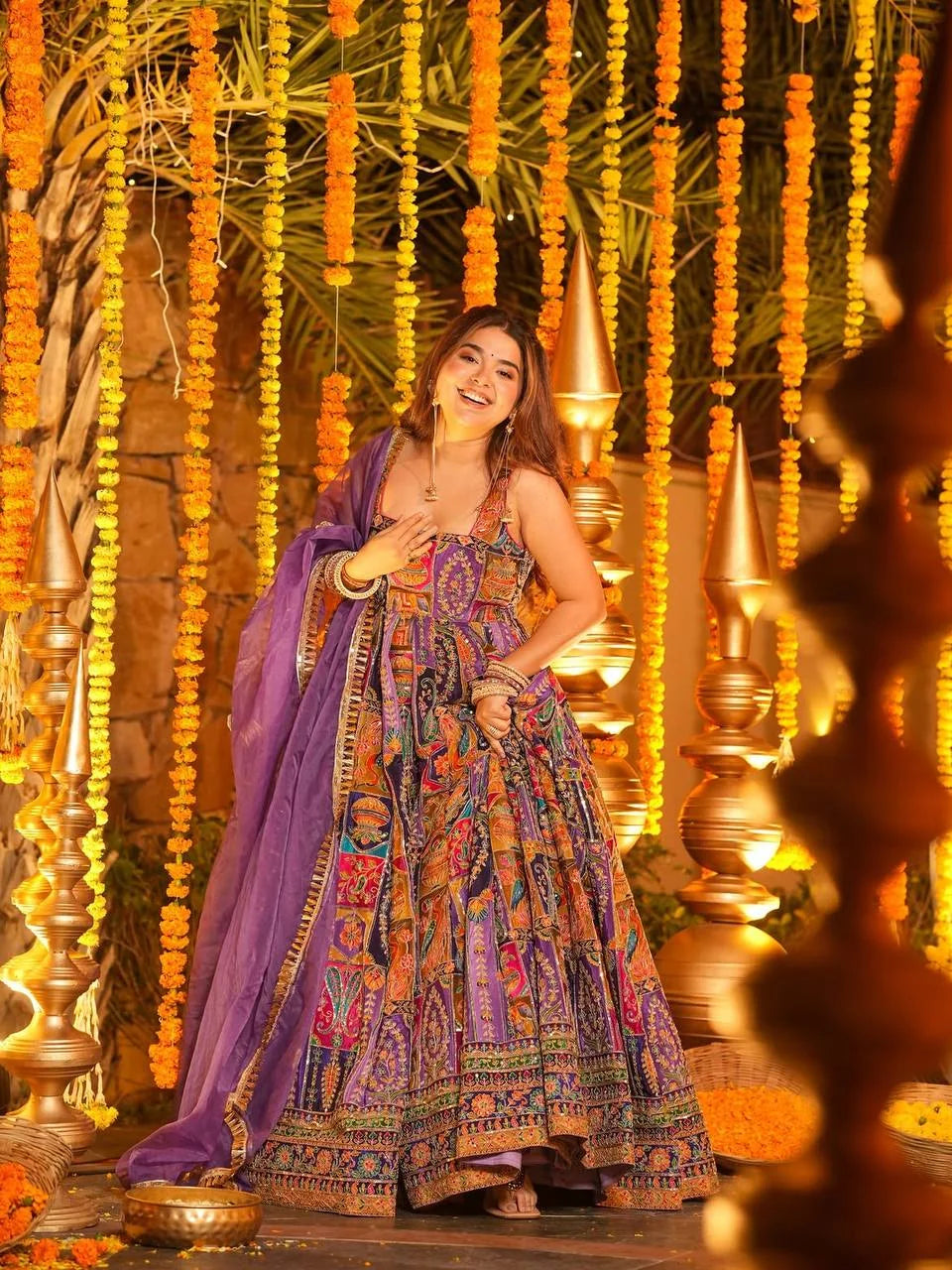 Multicolor Embroidered Anarkali Gown Set | Chicorawear