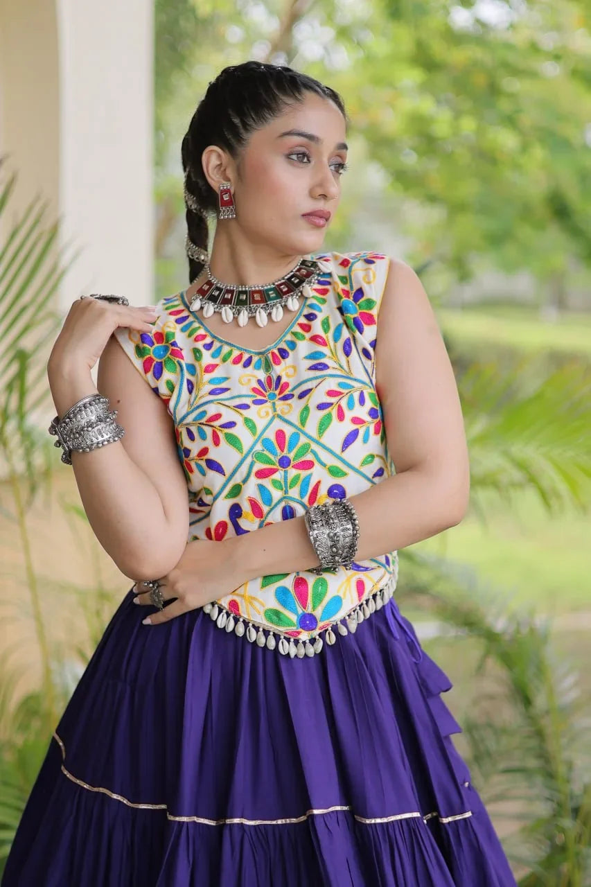 Kutchi Work Lehenga Set for Navratri with Peacock Embroidery | Chicorawear