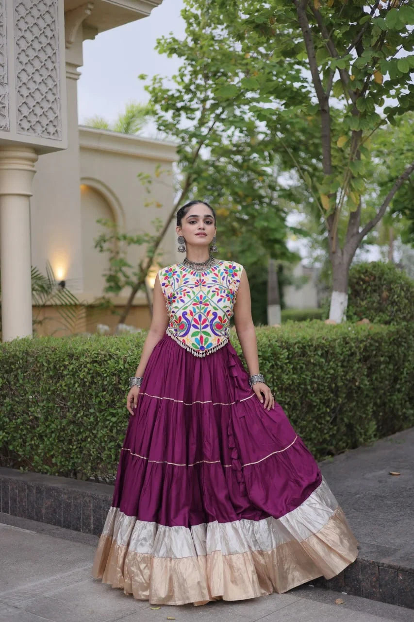 Kutchi Work Lehenga Set for Navratri with Peacock Embroidery | Chicorawear