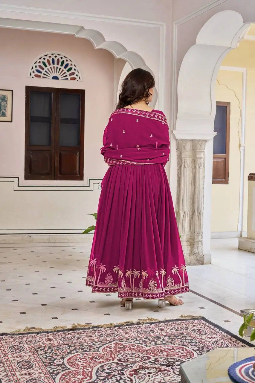 Rani Pink Embroidered Gown Set