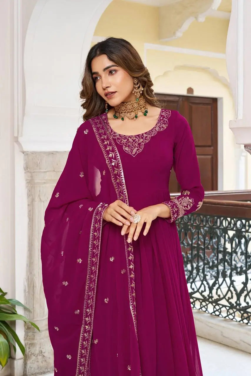 Rani Pink Embroidered Gown Set