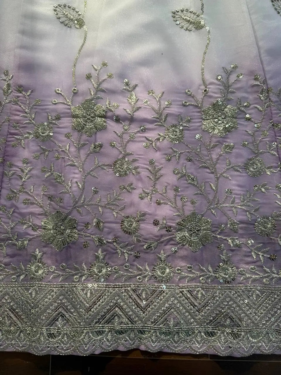 Ivory & Lavender Embroidered Anarkali Set