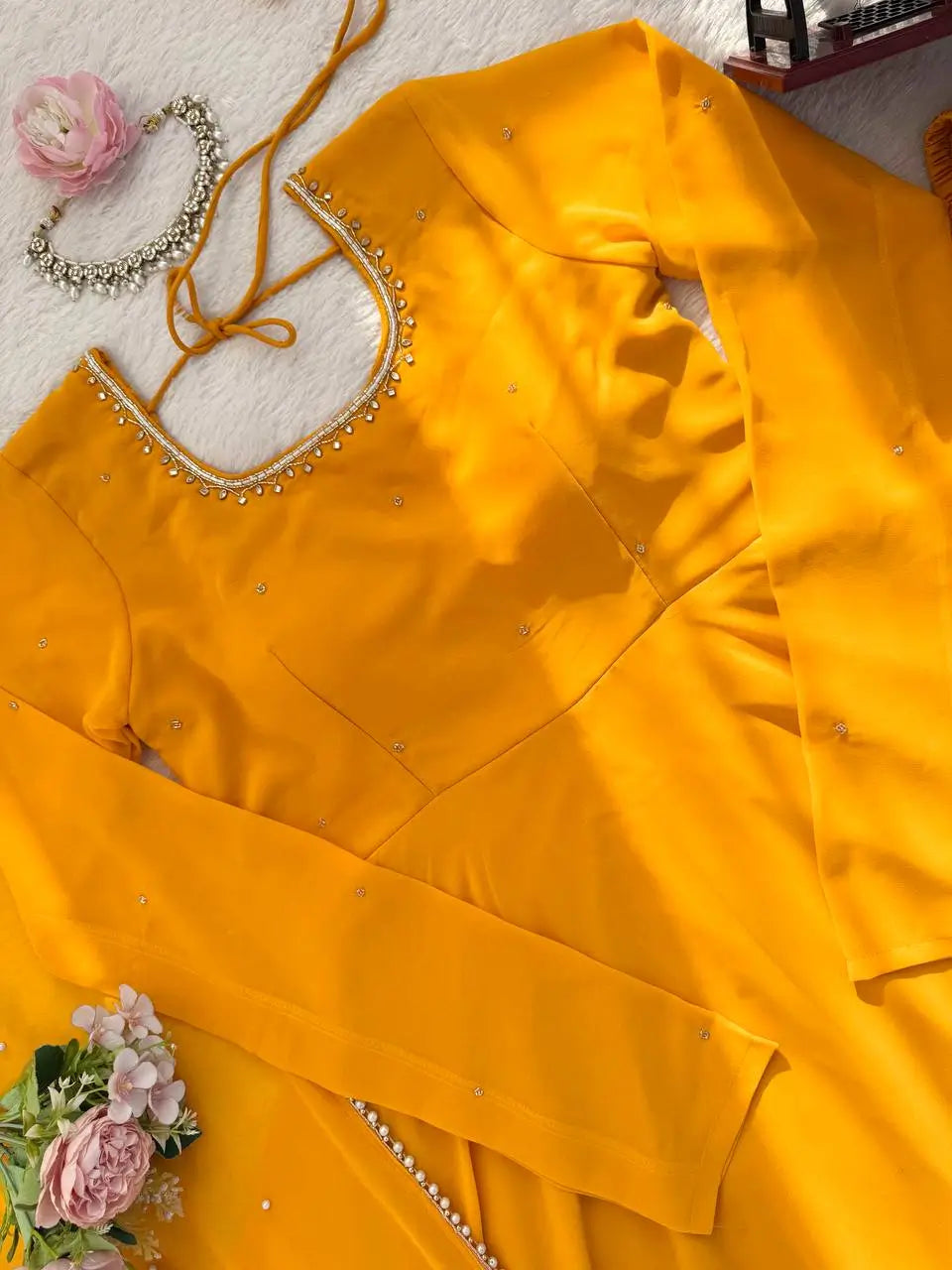 Haldi Yellow Georgette Anarkali Suit Set
