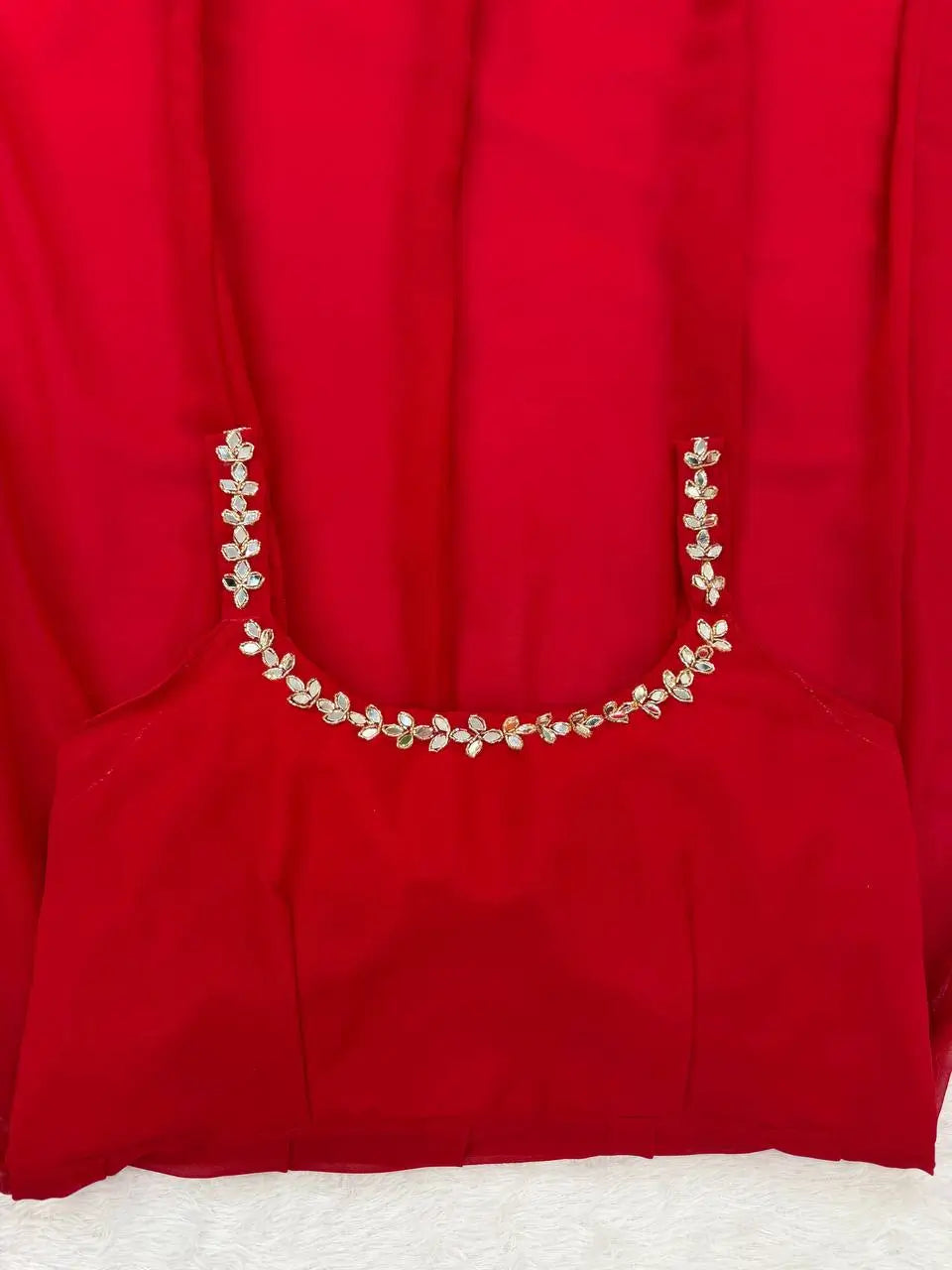 Ruby Red Georgette Anarkali Palazzo Suit Set