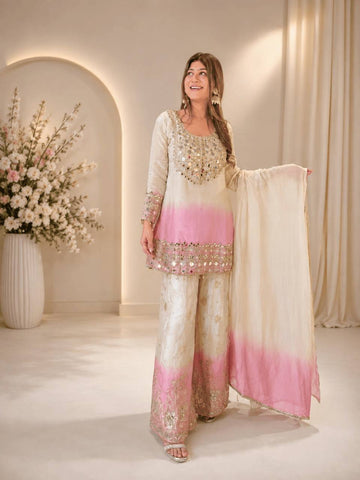 Star Georgette Mirror Work Palazzo Set