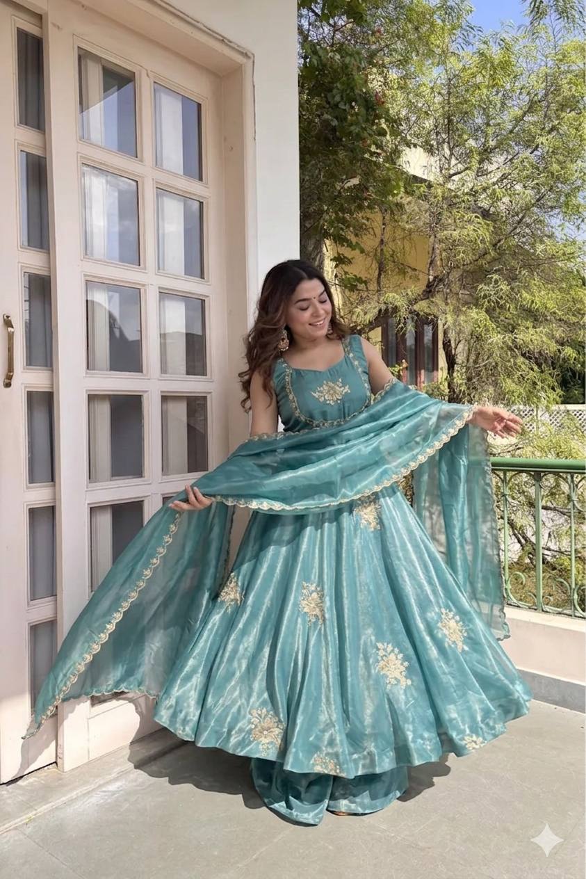 Fendi Satin Sequin Anarkali Set