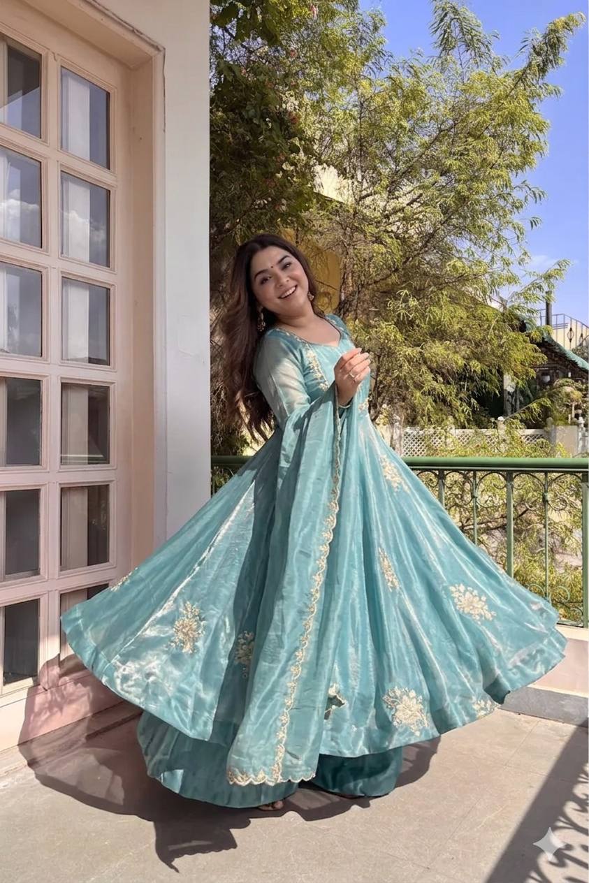 Fendi Satin Sequin Anarkali Set