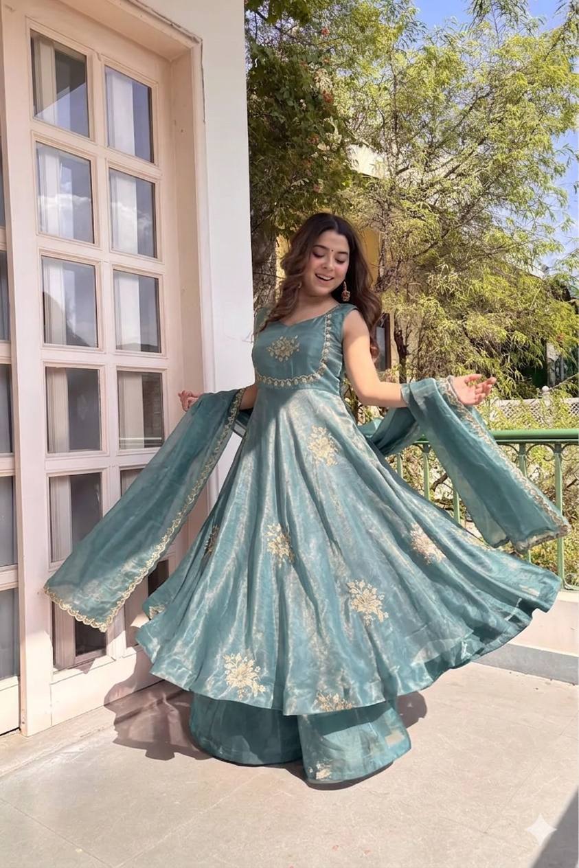 Fendi Satin Sequin Anarkali Set