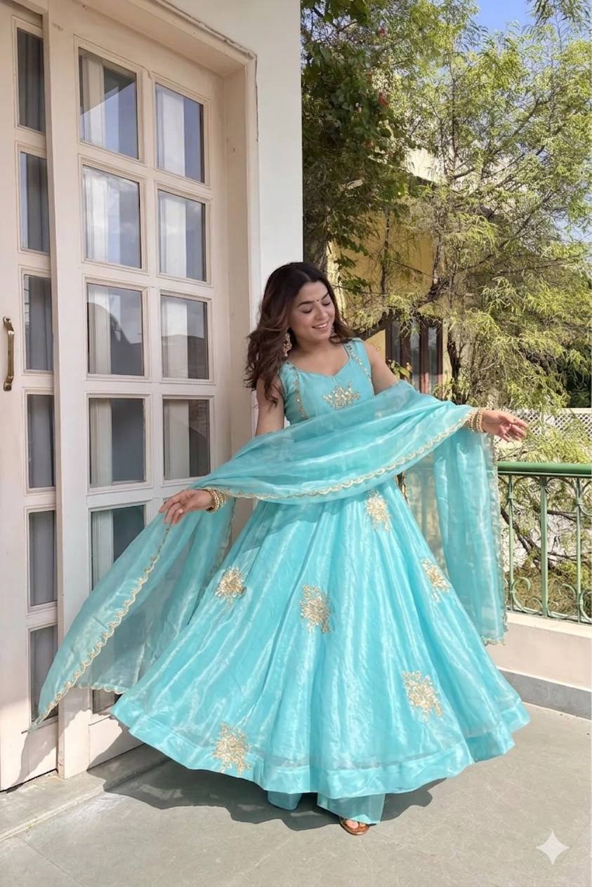 Fendi Satin Sequin Anarkali Set