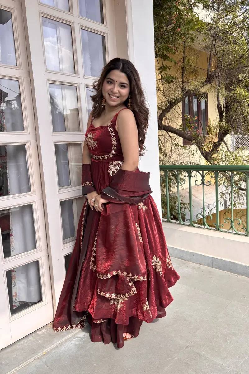 Fendi Satin Sequin Anarkali Set