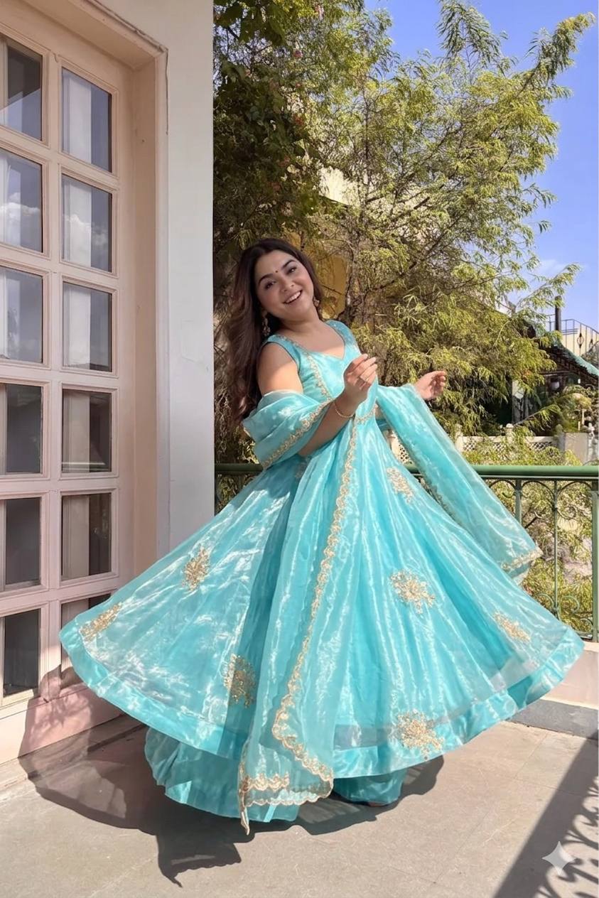 Fendi Satin Sequin Anarkali Set