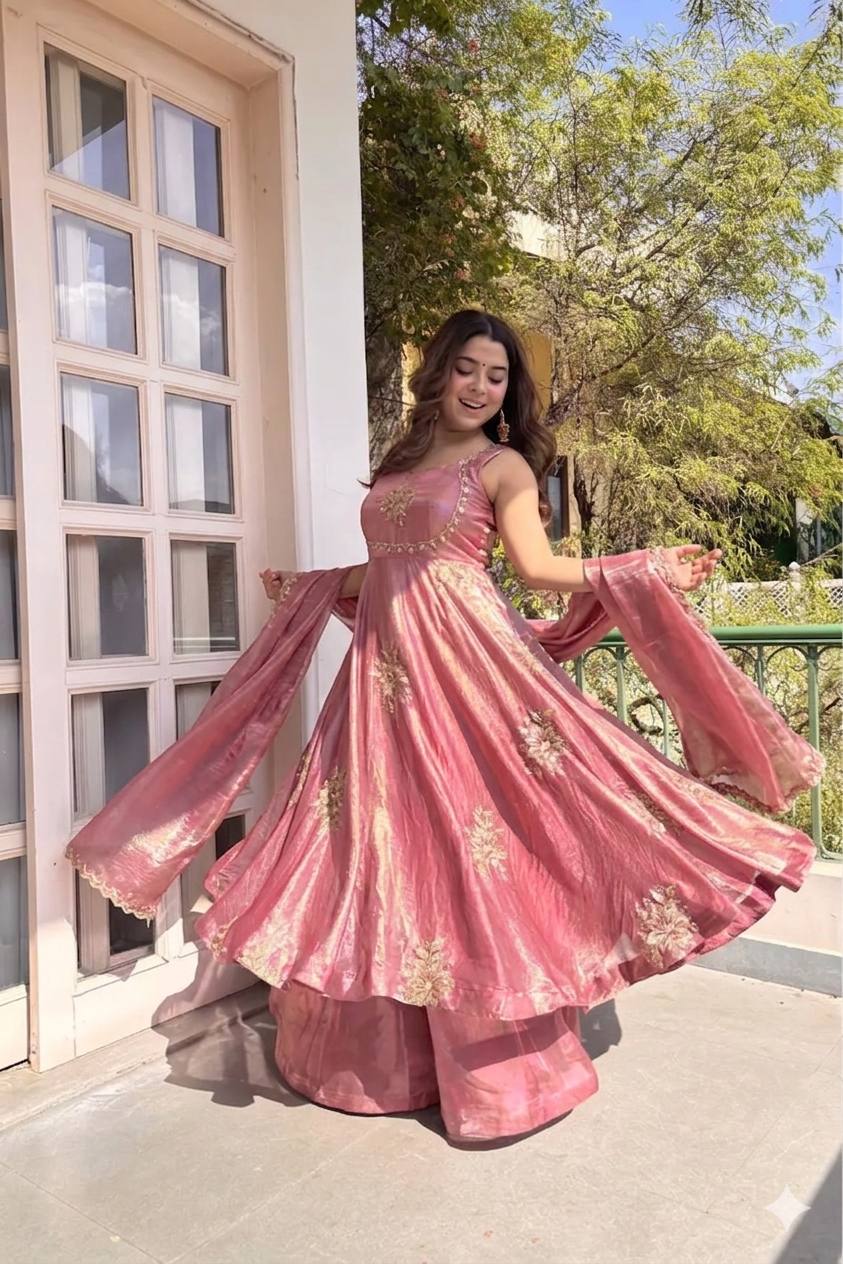 Fendi Satin Sequin Anarkali Set