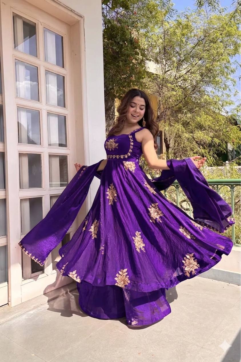 Fendi Satin Sequin Anarkali Set