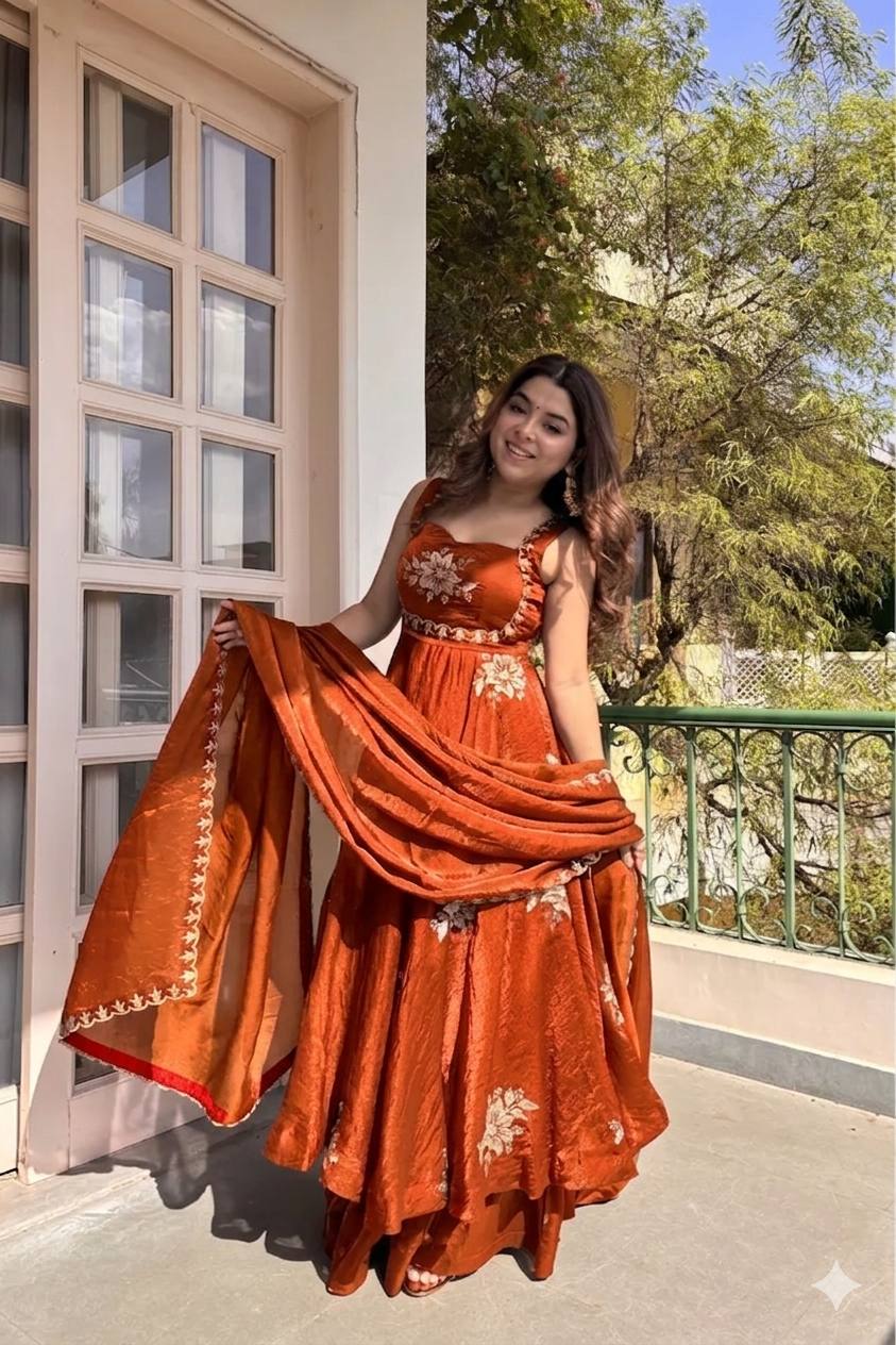 Fendi Satin Sequin Anarkali Set
