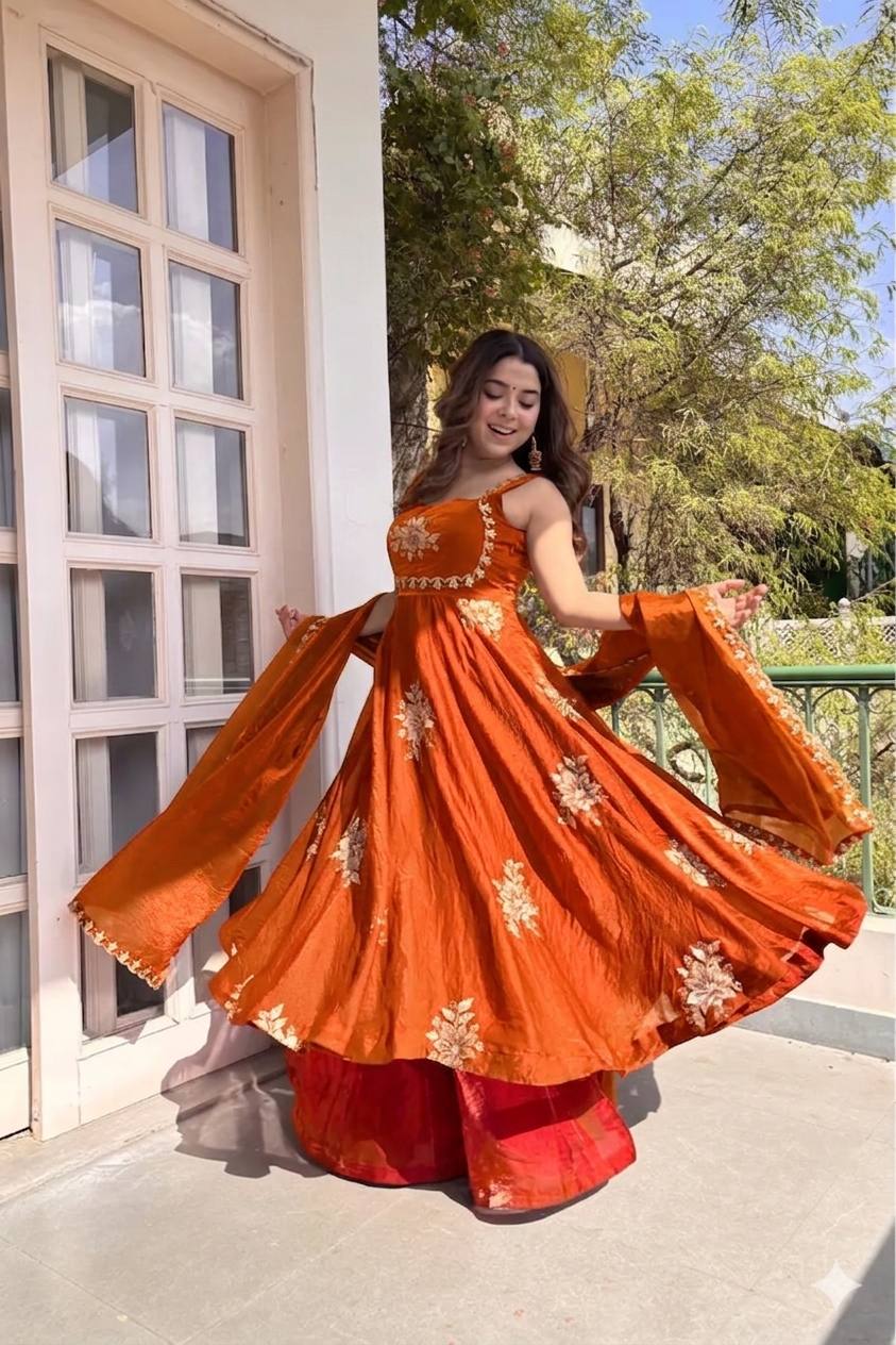 Fendi Satin Sequin Anarkali Set