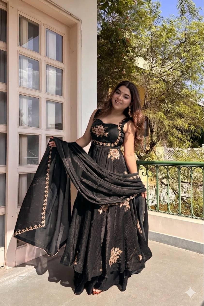 Fendi Satin Sequin Anarkali Set