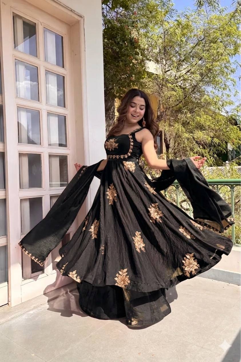 Fendi Satin Sequin Anarkali Set