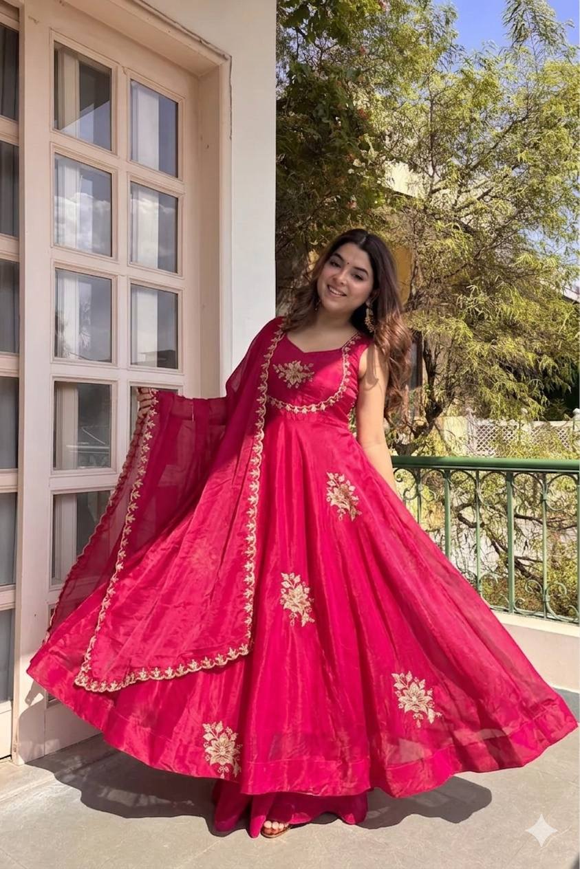 Fendi Satin Sequin Anarkali Set