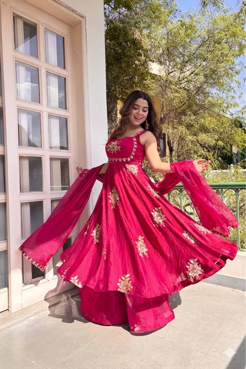 Fendi Satin Sequin Anarkali Set